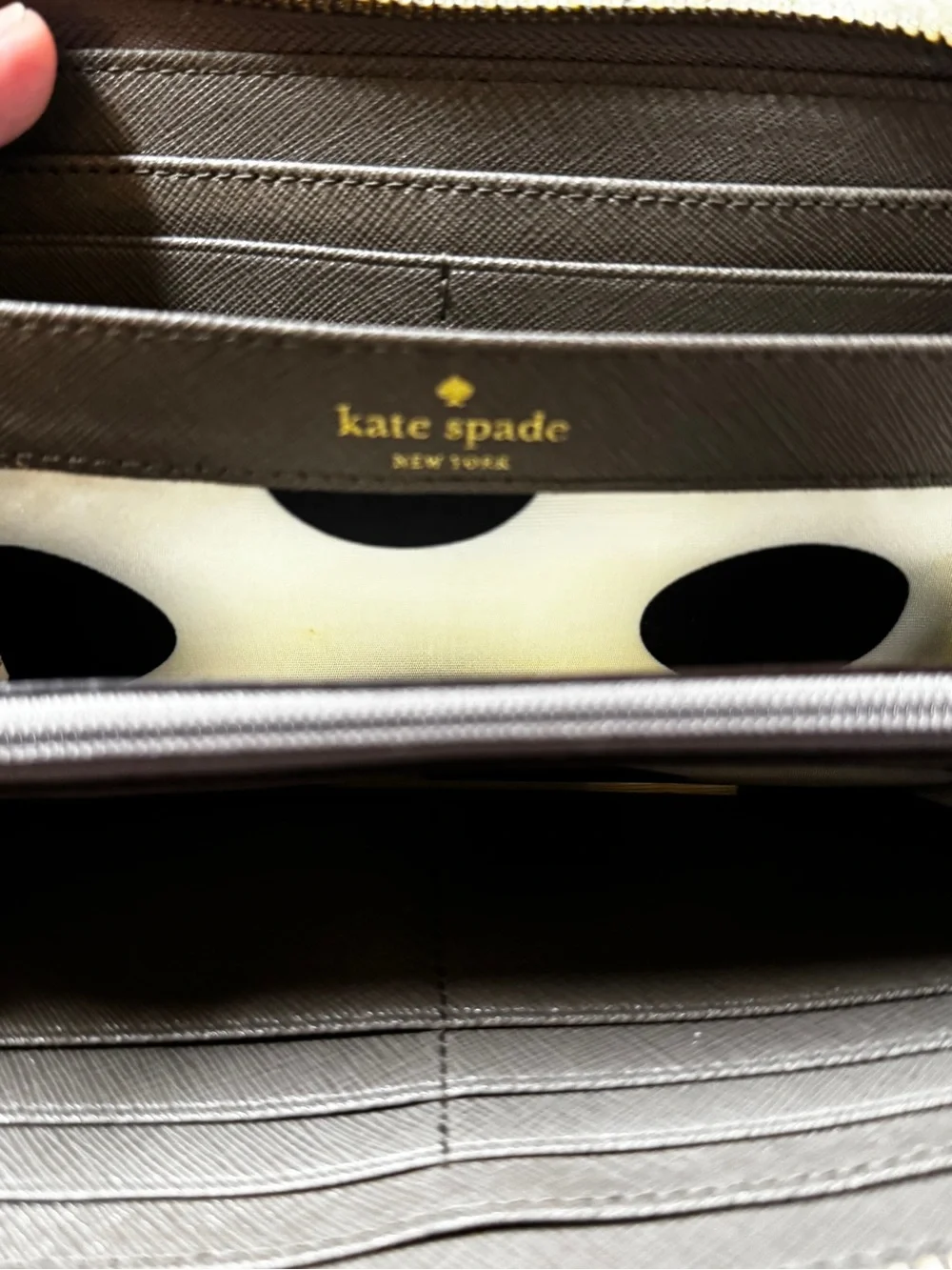 Kate Spade New York Mushroom Gray Saffiano Leather Zip Around Continental Wallet